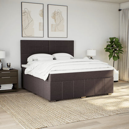 Giroletto a Molle con Materasso Marrone Scuro 180x200cm Tessuto