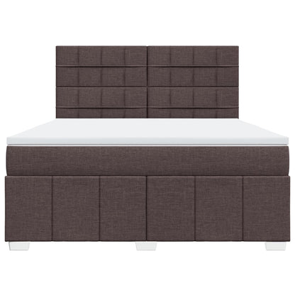 Giroletto a Molle con Materasso Marrone Scuro 180x200cm Tessuto