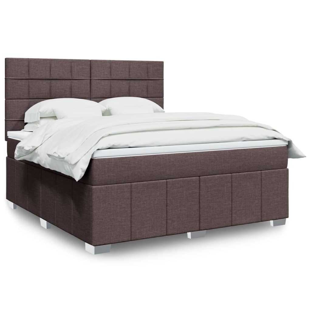 Giroletto a Molle con Materasso Marrone Scuro 180x200cm Tessuto