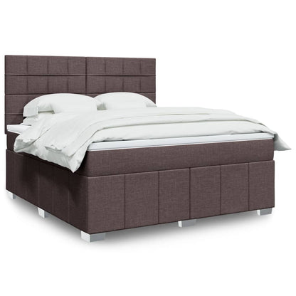 Giroletto a Molle con Materasso Marrone Scuro 180x200cm Tessuto