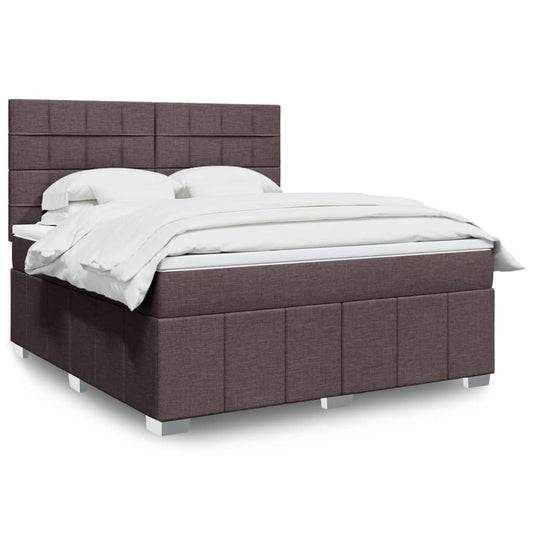 Giroletto a Molle con Materasso Marrone Scuro 180x200cm Tessuto