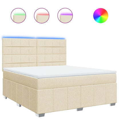 Giroletto a Molle con Materasso Crema 180x200 cm in Tessuto