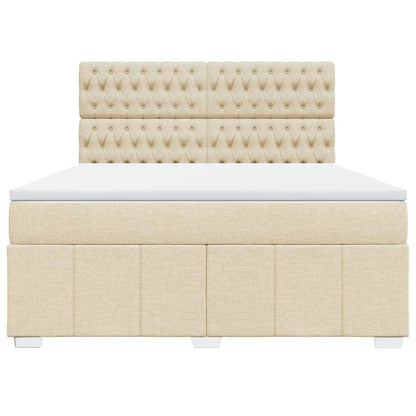 Giroletto a Molle con Materasso Crema 180x200 cm in Tessuto