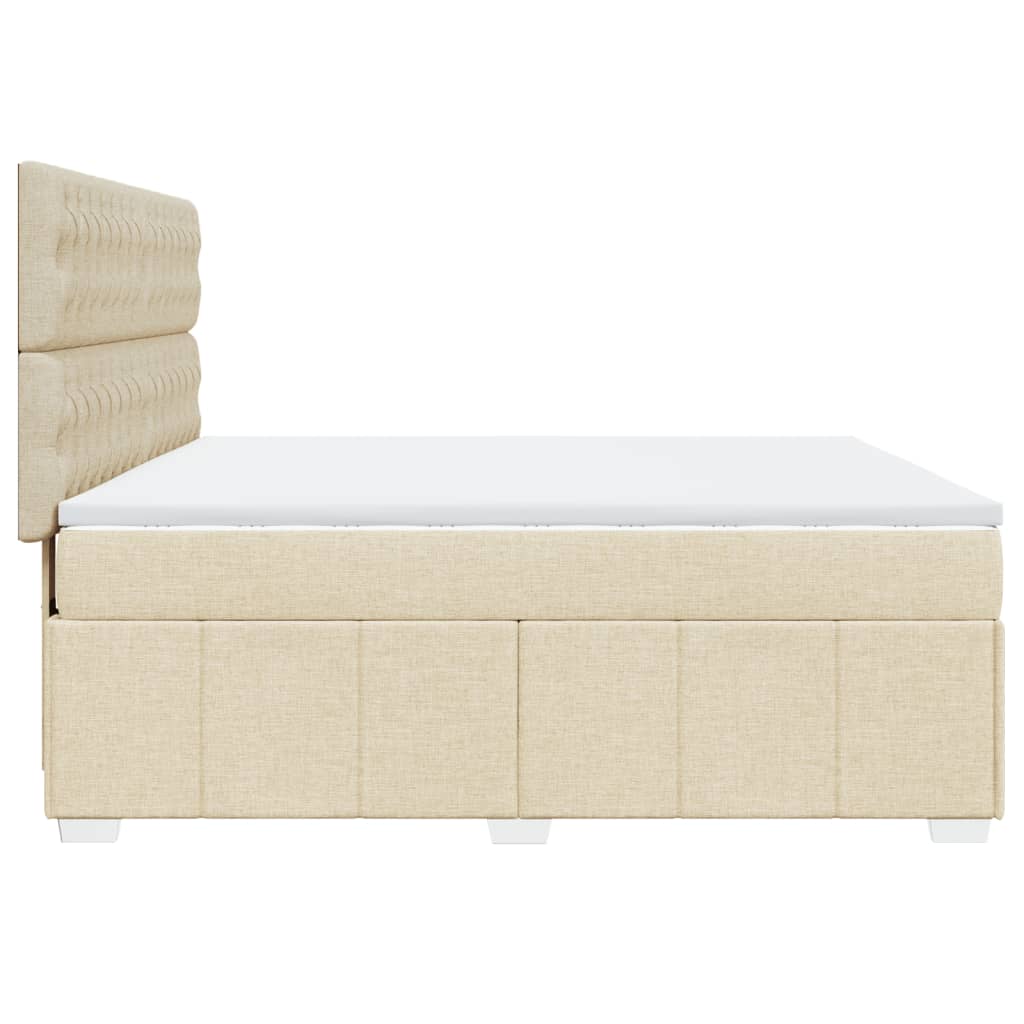 Giroletto a Molle con Materasso Crema 180x200 cm in Tessuto