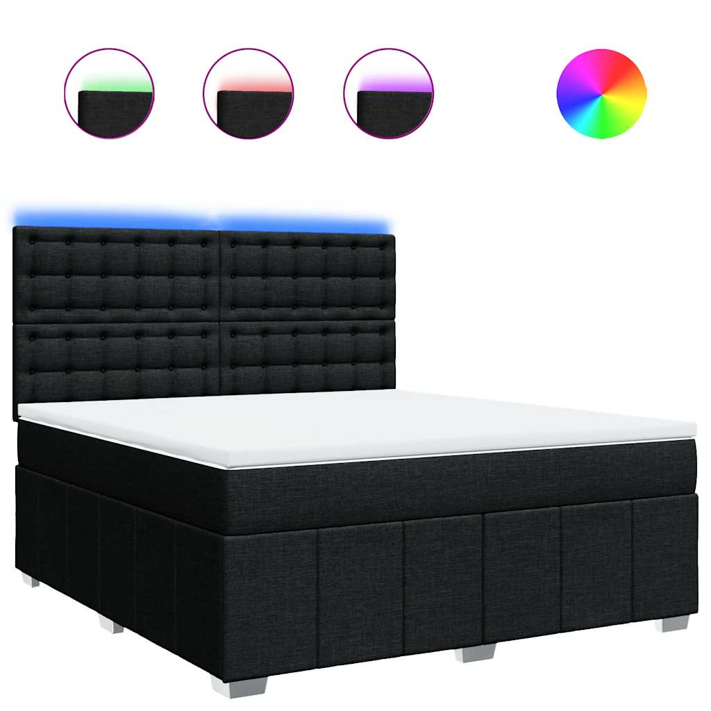 Giroletto a Molle con Materasso Nero 180x200 cm in Tessuto