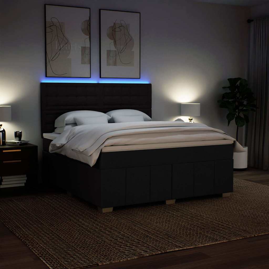 Giroletto a Molle con Materasso Nero 180x200 cm in Tessuto