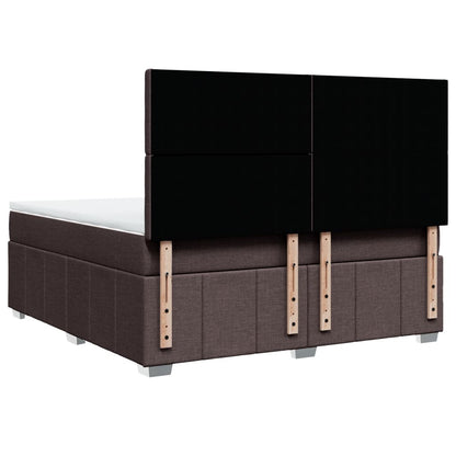 Giroletto a Molle con Materasso Marrone Scuro 180x200cm Tessuto