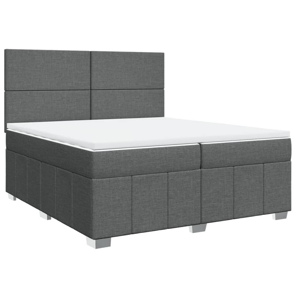 Giroletto a Molle con Materasso Grigio Scuro 200x200 cm Tessuto