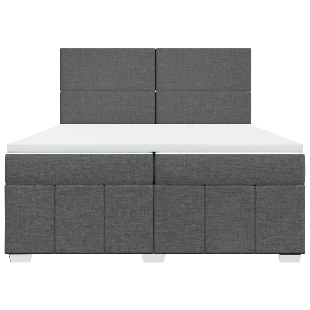 Giroletto a Molle con Materasso Grigio Scuro 200x200 cm Tessuto