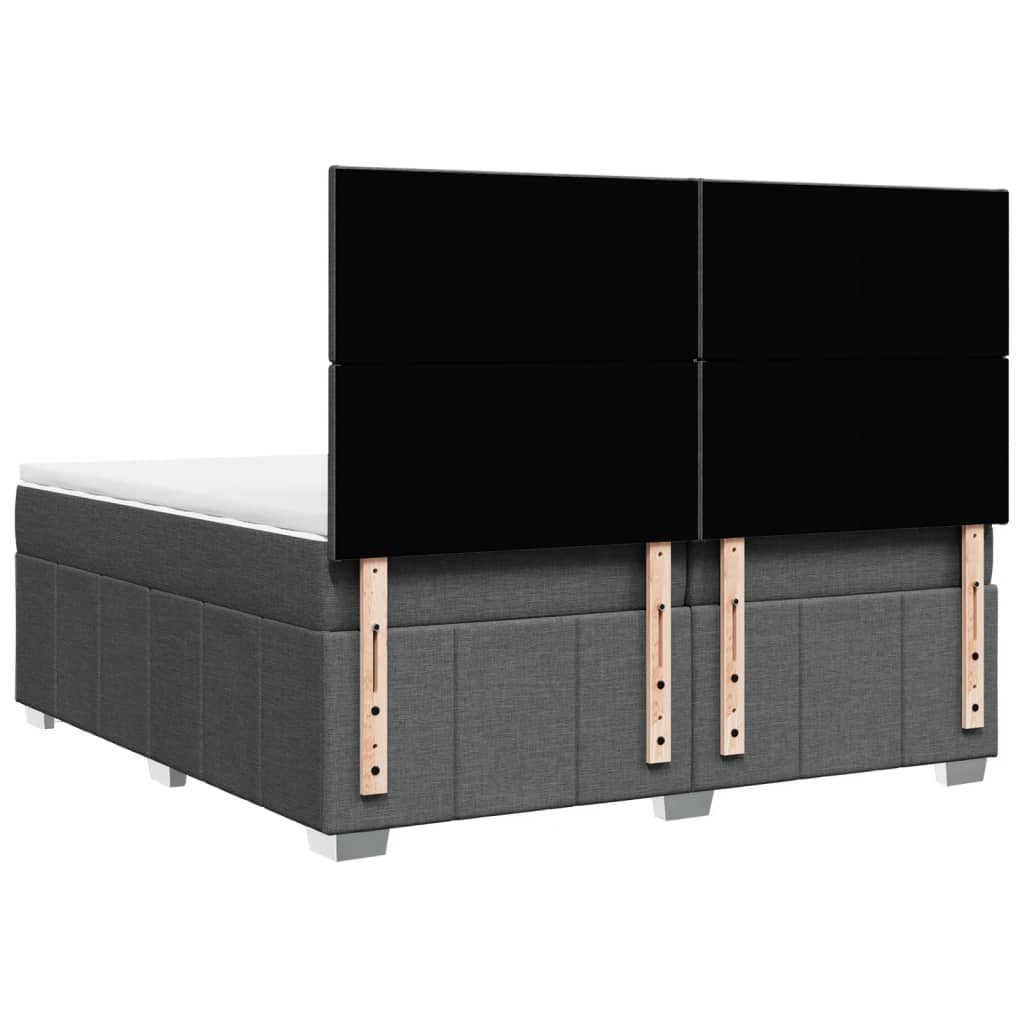 Giroletto a Molle con Materasso Grigio Scuro 200x200 cm Tessuto