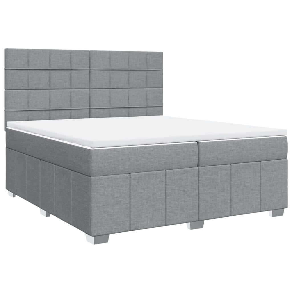 Giroletto a Molle con Materasso Grigio Chiaro 200x200cm Tessuto