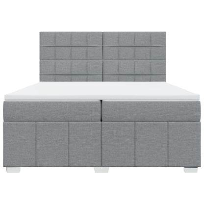 Giroletto a Molle con Materasso Grigio Chiaro 200x200cm Tessuto
