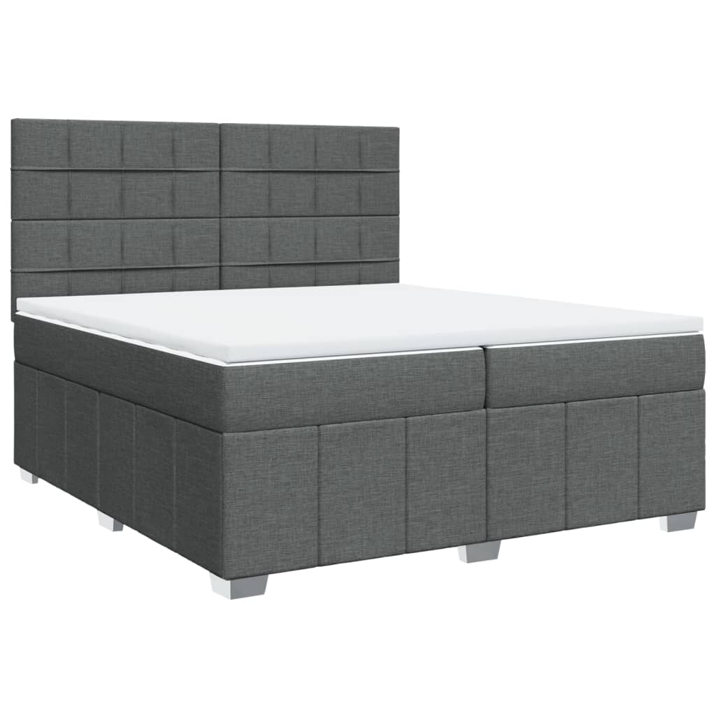 Giroletto a Molle con Materasso Grigio Scuro 200x200 cm Tessuto