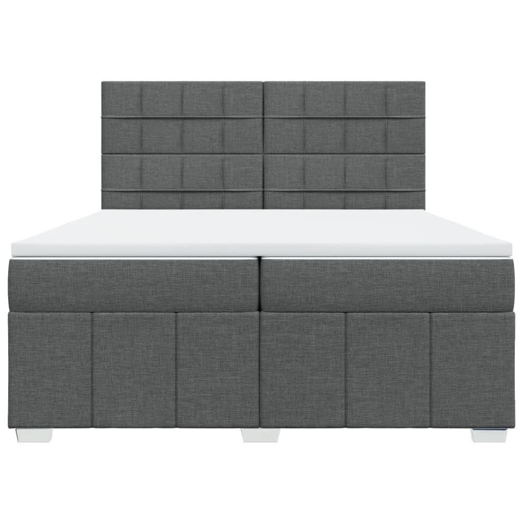 Giroletto a Molle con Materasso Grigio Scuro 200x200 cm Tessuto