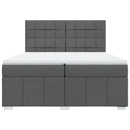 Giroletto a Molle con Materasso Grigio Scuro 200x200 cm Tessuto