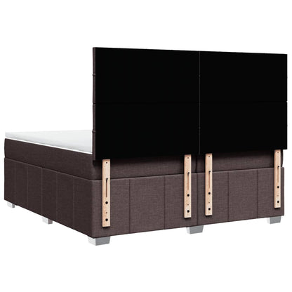 Giroletto a Molle con Materasso Marrone Scuro 200x200cm Tessuto