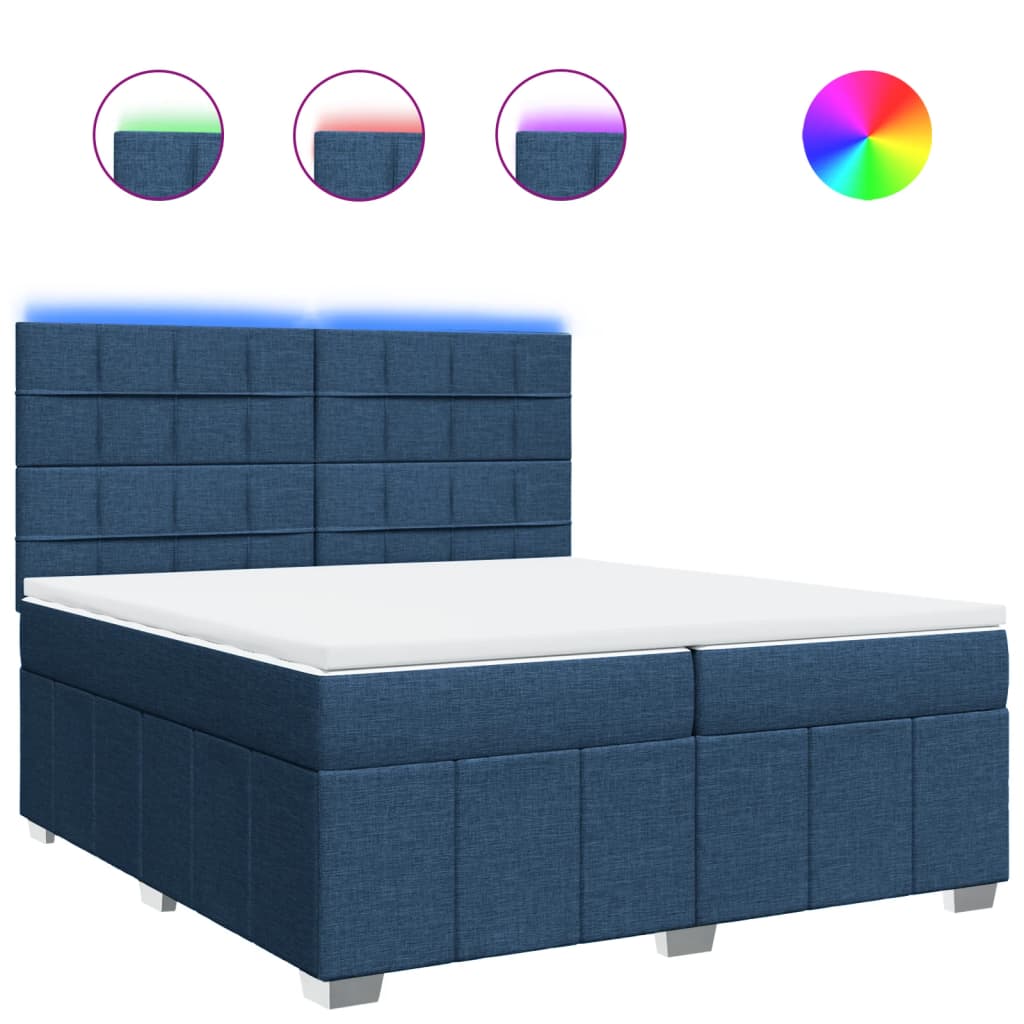 Giroletto a Molle con Materasso Blu 200x200 cm in Tessuto | homemem39