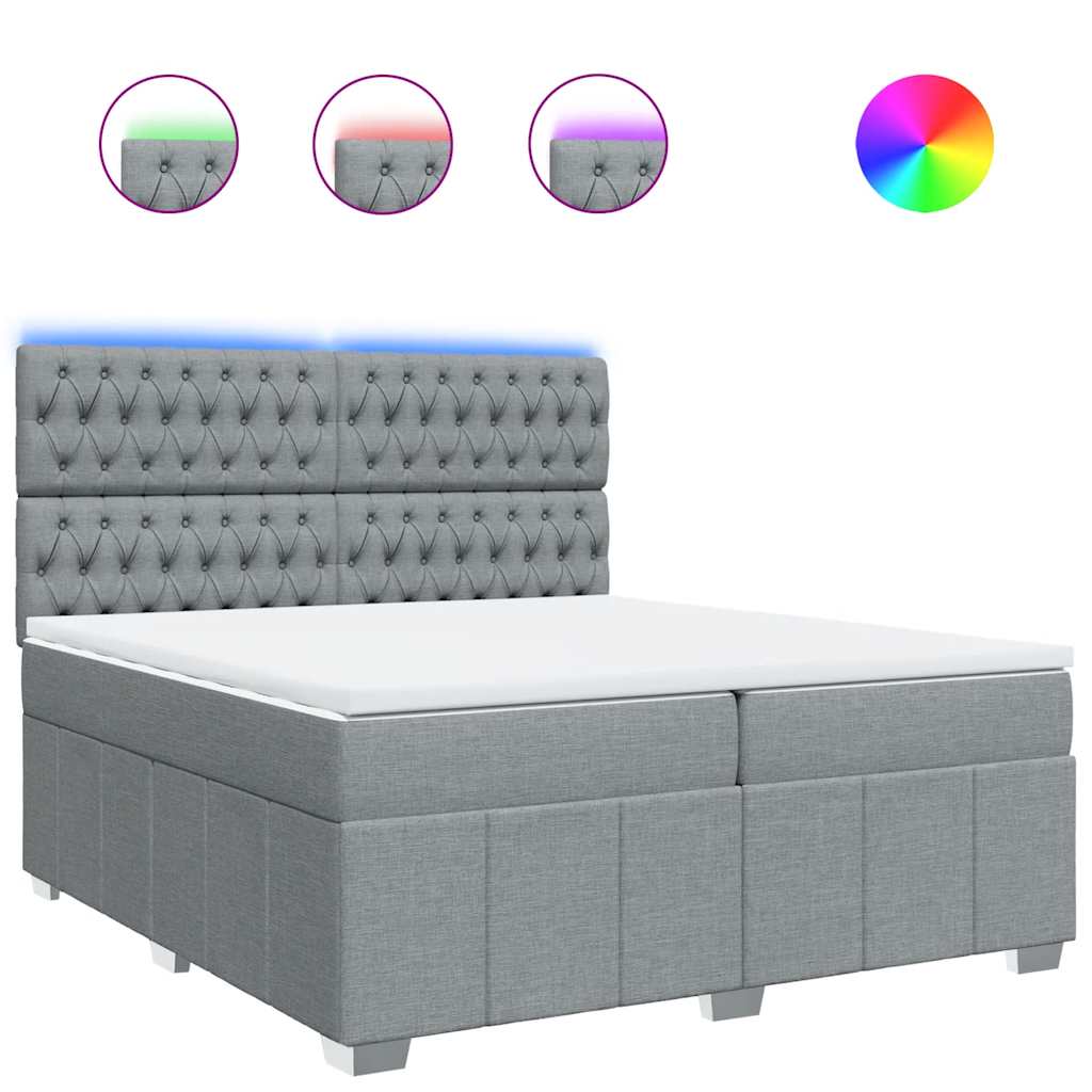 Giroletto a Molle con Materasso Grigio Chiaro 200x200cm Tessuto
