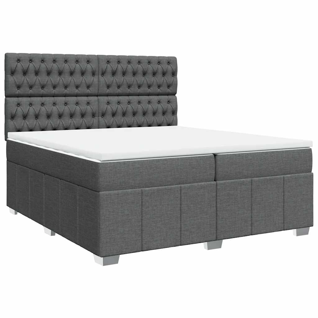 Giroletto a Molle con Materasso Grigio Scuro 200x200 cm Tessuto
