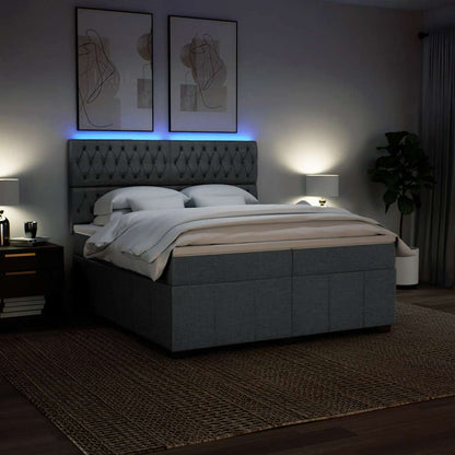Giroletto a Molle con Materasso Grigio Scuro 200x200 cm Tessuto