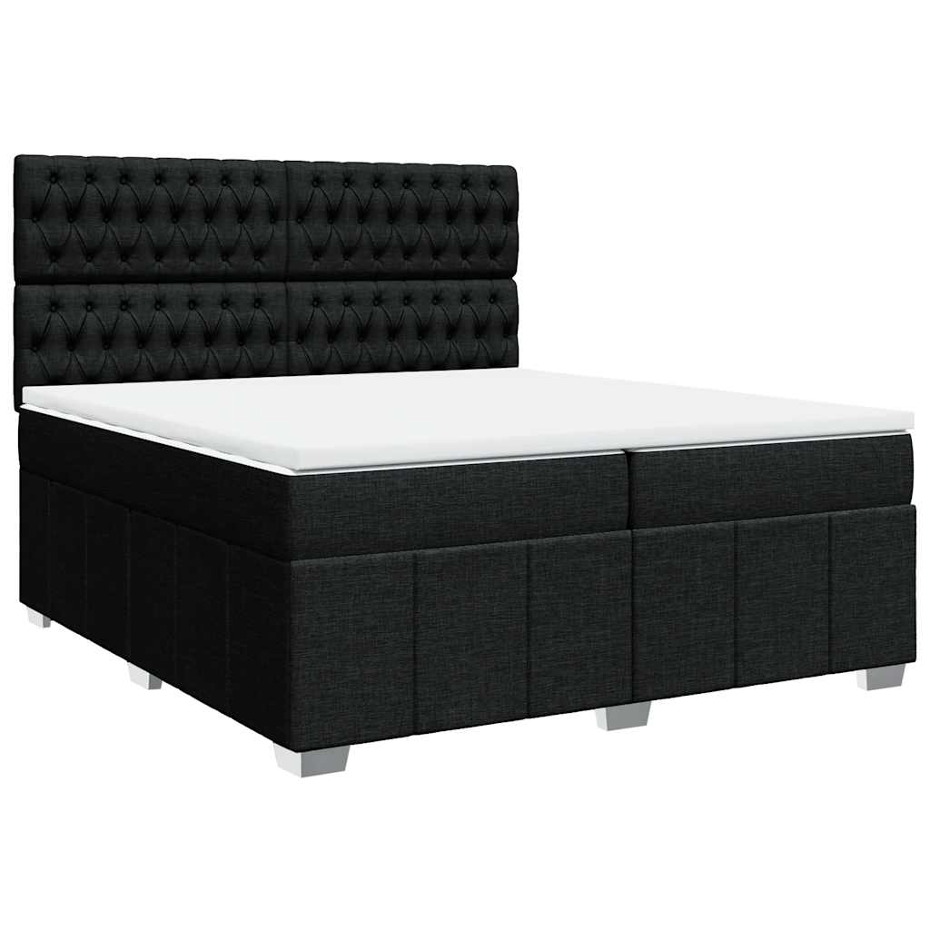 Giroletto a Molle con Materasso Nero 200x200 cm in Tessuto