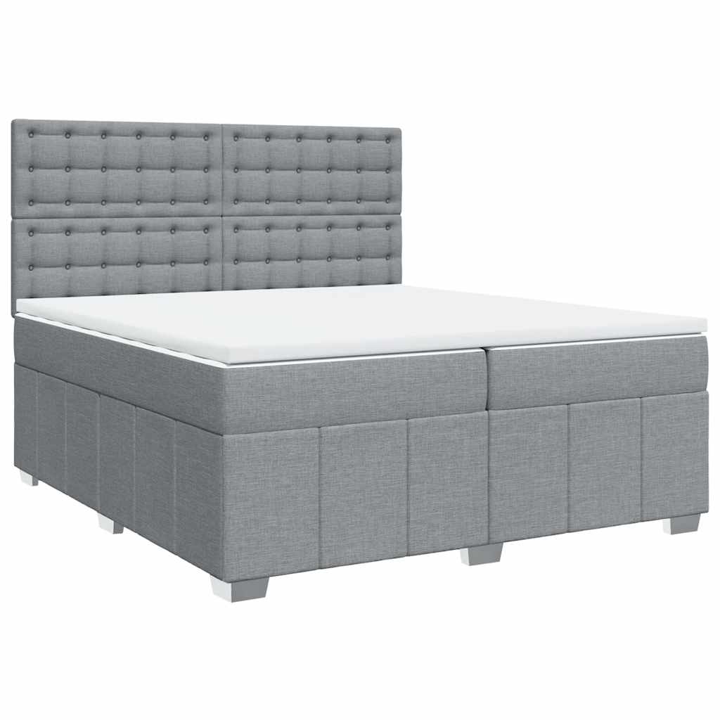 Giroletto a Molle con Materasso Grigio Chiaro 200x200cm Tessuto