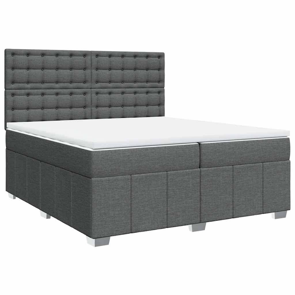 Giroletto a Molle con Materasso Grigio Scuro 200x200 cm Tessuto