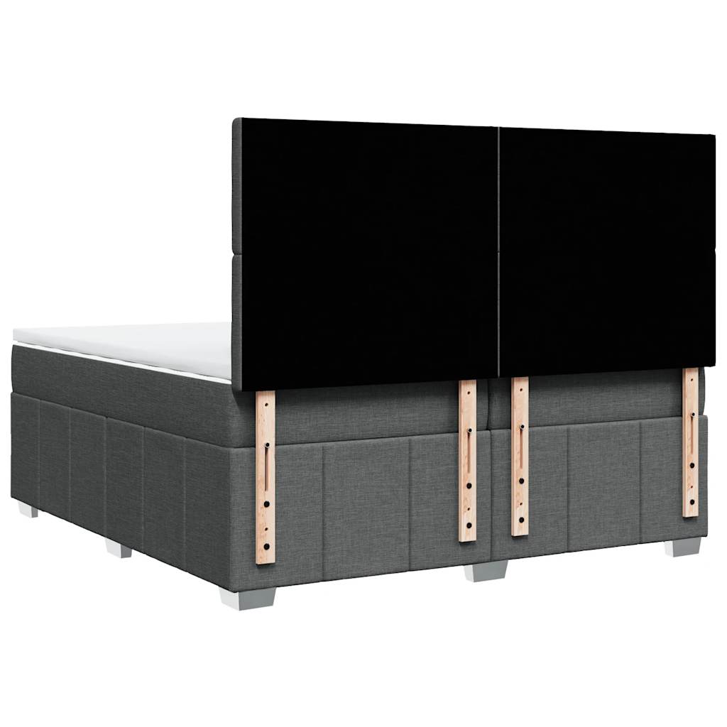 Giroletto a Molle con Materasso Grigio Scuro 200x200 cm Tessuto