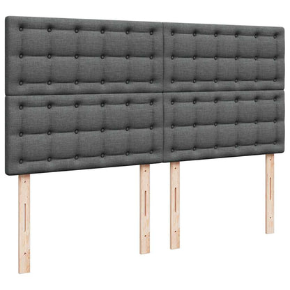 Giroletto a Molle con Materasso Grigio Scuro 200x200 cm Tessuto