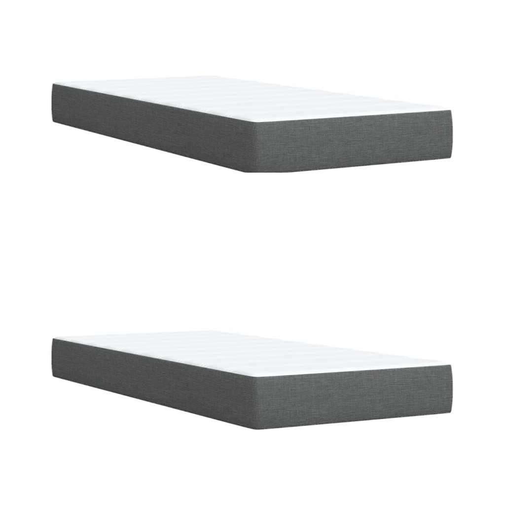 Giroletto a Molle con Materasso Grigio Scuro 200x200 cm Tessuto
