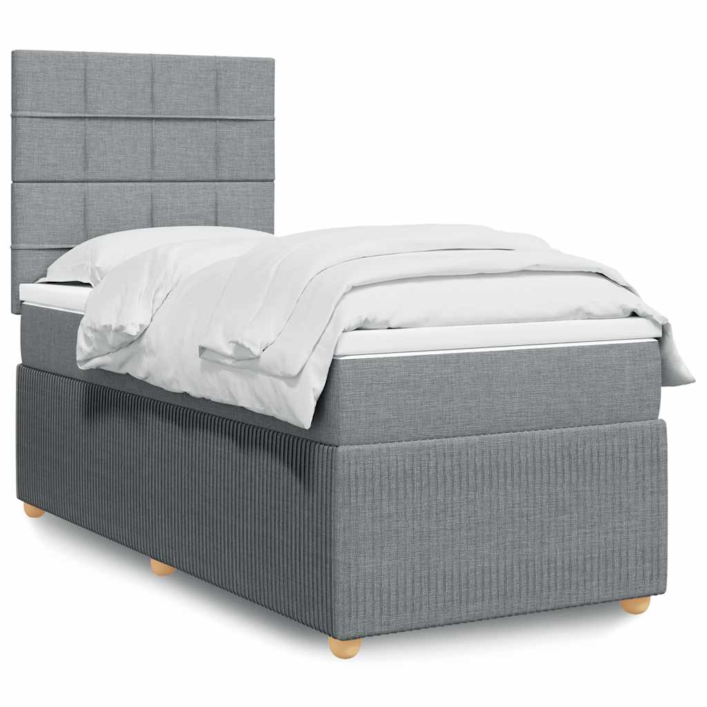 Giroletto a Molle con Materasso Grigio Chiaro 80x200 cm Tessuto