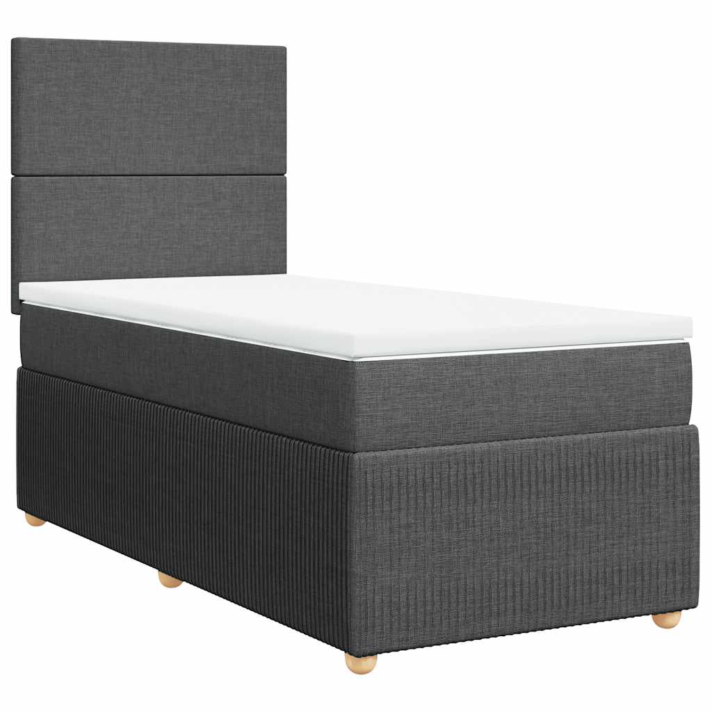 Giroletto a Molle con Materasso Grigio Scuro 90x190 cm Tessuto