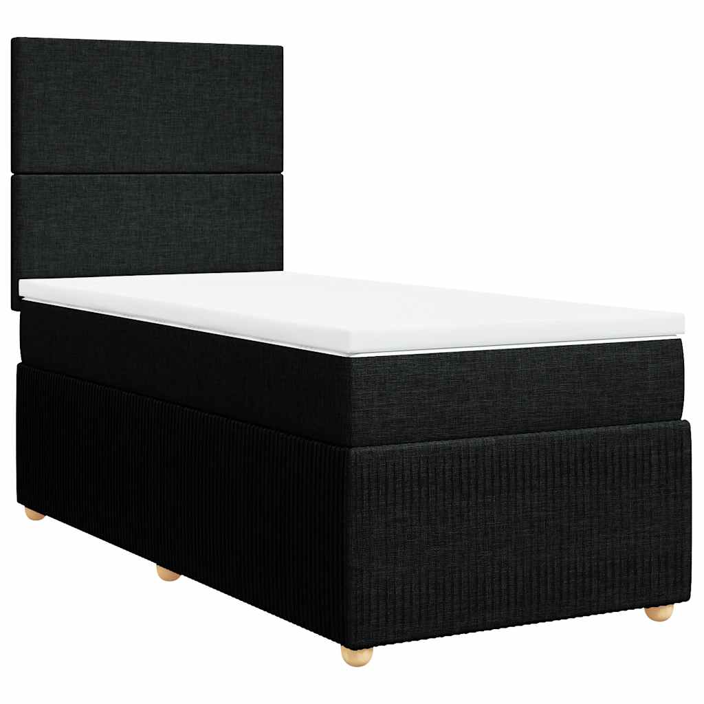Giroletto a Molle con Materasso Nero 90x190 cm in Tessuto