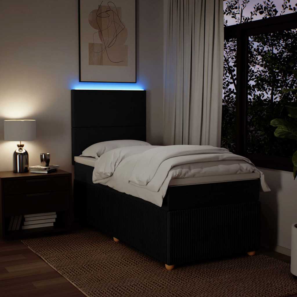 Giroletto a Molle con Materasso Nero 90x190 cm in Tessuto