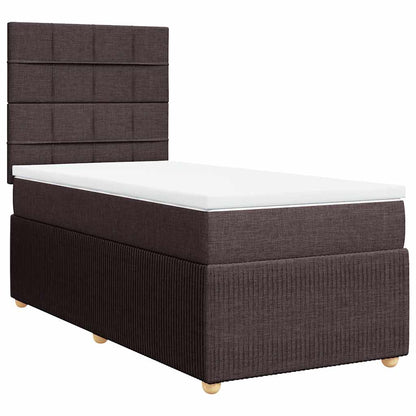 Giroletto a Molle con Materasso Marrone Scuro 90x190cm Tessuto