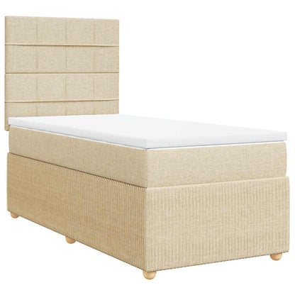 Giroletto a Molle con Materasso Crema 90x190 cm in Tessuto