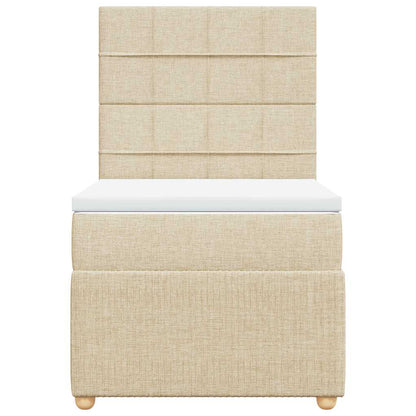 Giroletto a Molle con Materasso Crema 90x190 cm in Tessuto - homemem39