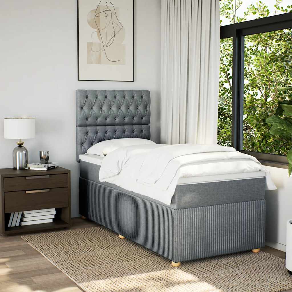 Giroletto a Molle con Materasso Grigio Chiaro 90x190 cm Tessuto