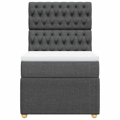 Giroletto a Molle con Materasso Grigio Scuro 90x190 cm Tessuto