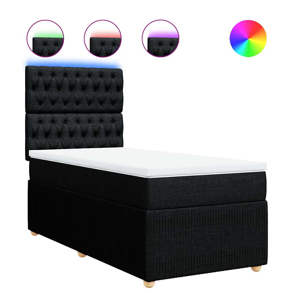 Giroletto a Molle con Materasso Nero 90x190 cm in Tessuto