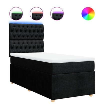 Giroletto a Molle con Materasso Nero 90x190 cm in Tessuto