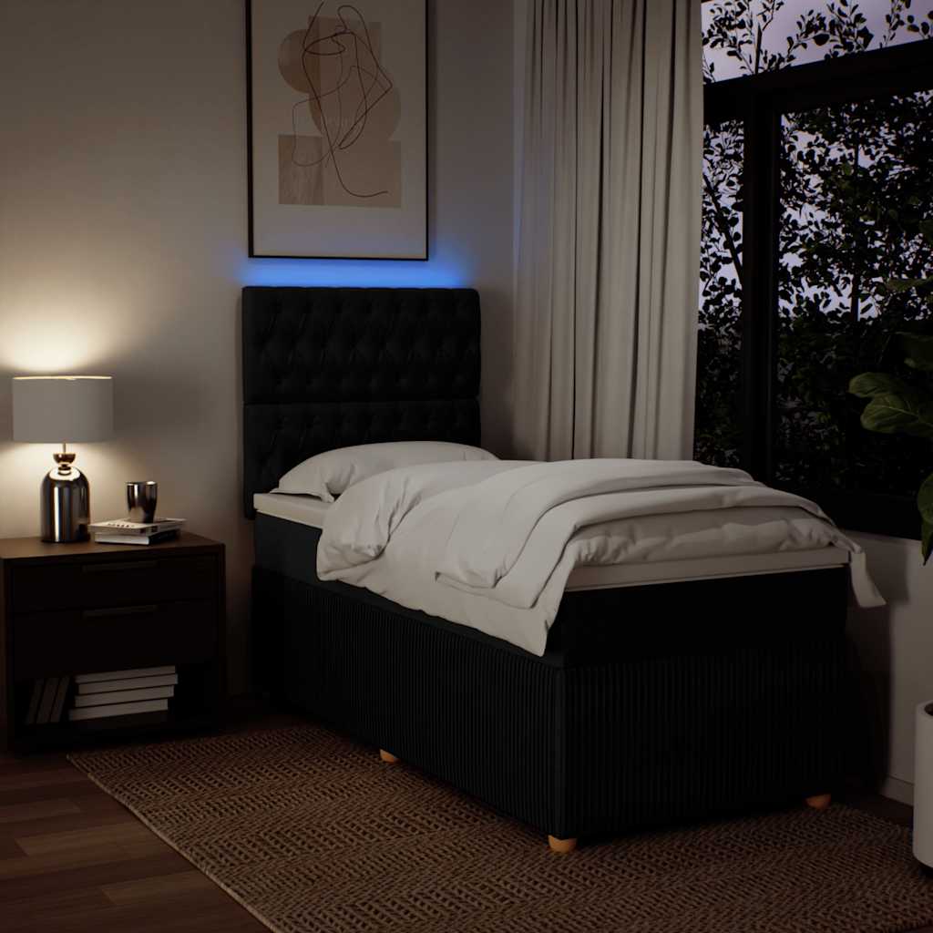 Giroletto a Molle con Materasso Nero 90x190 cm in Tessuto - homemem39