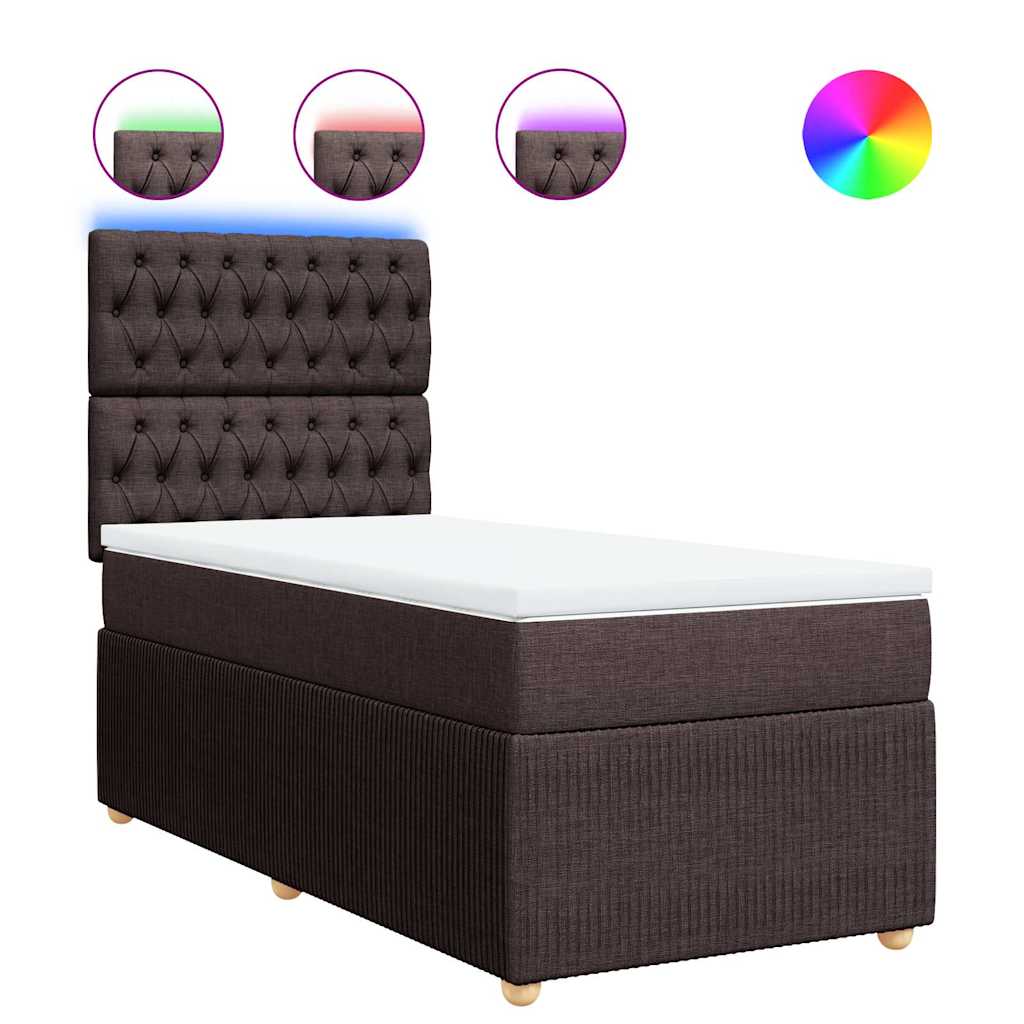 Giroletto a Molle con Materasso Marrone Scuro 90x190cm Tessuto | homemem39