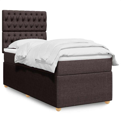 Giroletto a Molle con Materasso Marrone Scuro 90x190cm Tessuto | homemem39