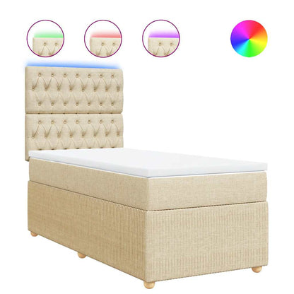 Giroletto a Molle con Materasso Crema 90x190 cm in Tessuto - homemem39