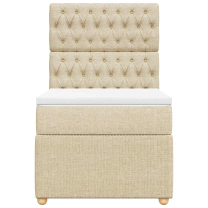 Giroletto a Molle con Materasso Crema 90x190 cm in Tessuto - homemem39