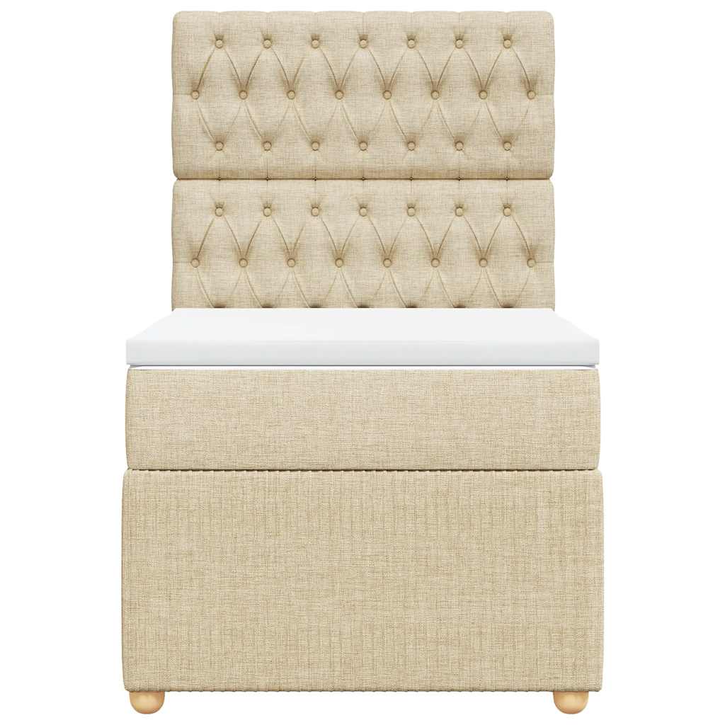 Giroletto a Molle con Materasso Crema 90x190 cm in Tessuto