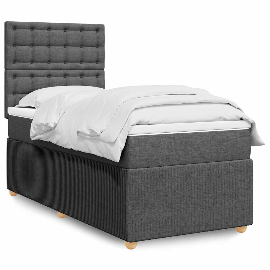 Giroletto a Molle con Materasso Grigio Scuro 90x190 cm Tessuto