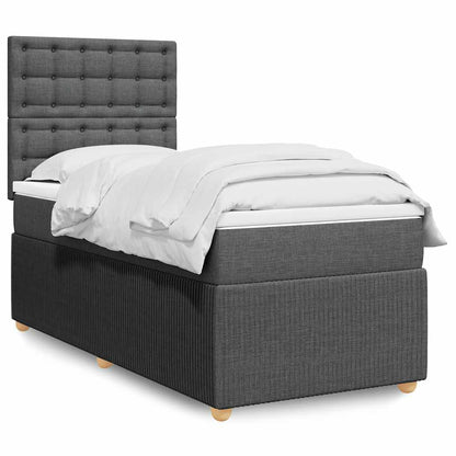 Giroletto a Molle con Materasso Grigio Scuro 90x190 cm Tessuto