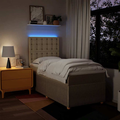 Giroletto a Molle con Materasso Crema 90x190 cm in Tessuto